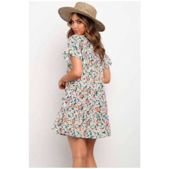 Smocked Ruffle multi Floral Print Dress - Picture 2 of 8